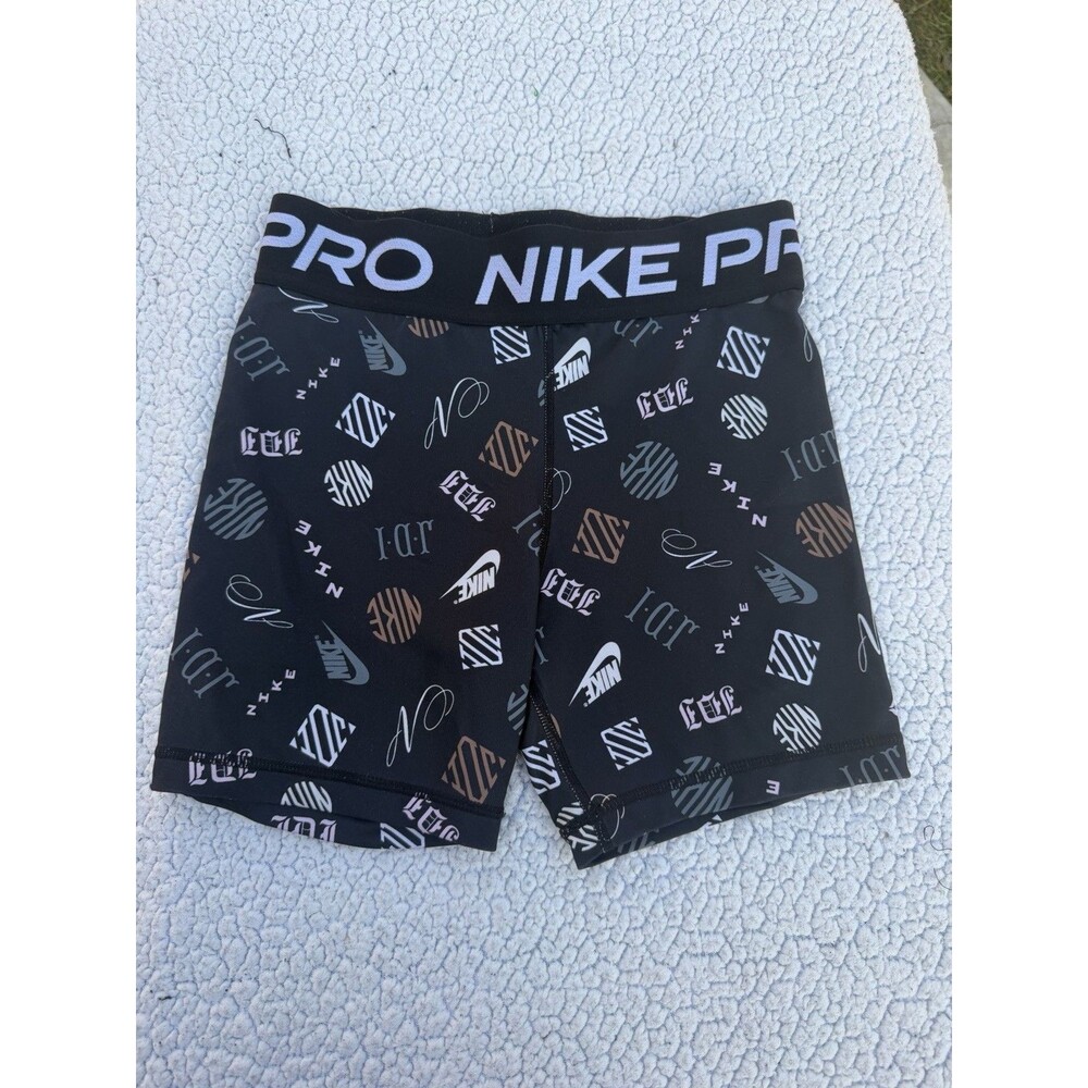 Nike Pro Girls Dri-Fit  Print Boyshorts Black/White Size Large